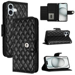 Capa de telemóvel de couro com textura rombica e flip com cordão, para iPhone 17 Pro Max, para iPhone 17 Pro, para iPhone 17, para iPhone Air, para iPhone SE 2024, para iPhone 16 Pro Max, para iPhone 16 Pro, para iPhone 16 Plus