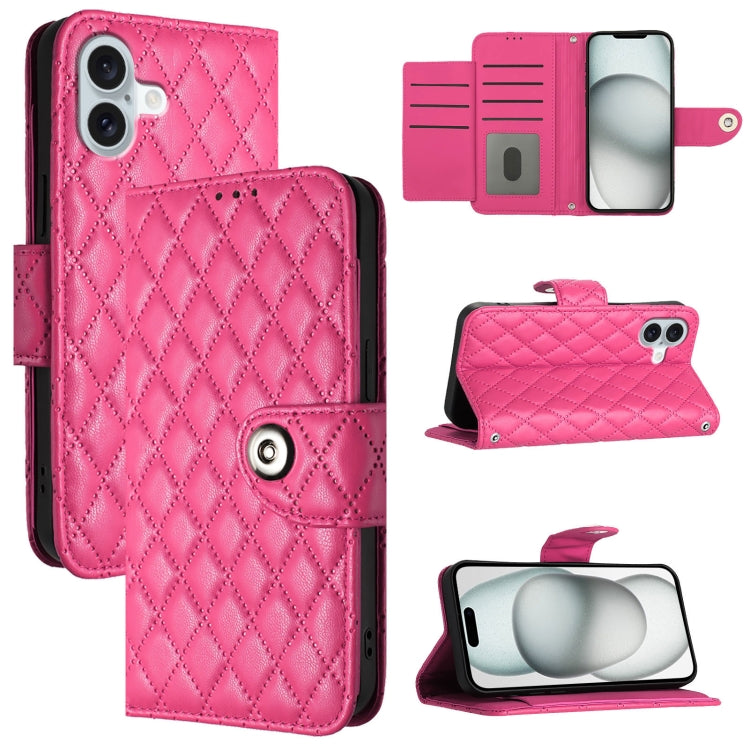 Capa de telemóvel de couro com textura rombica e flip com cordão, para iPhone 17 Pro Max, para iPhone 17 Pro, para iPhone 17, para iPhone Air, para iPhone SE 2024, para iPhone 16 Pro Max, para iPhone 16 Pro, para iPhone 16 Plus
