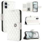 Capa de telemóvel de couro com textura rombica e flip com cordão, para iPhone 17 Pro Max, para iPhone 17 Pro, para iPhone 17, para iPhone Air, para iPhone SE 2024, para iPhone 16 Pro Max, para iPhone 16 Pro, para iPhone 16 Plus
