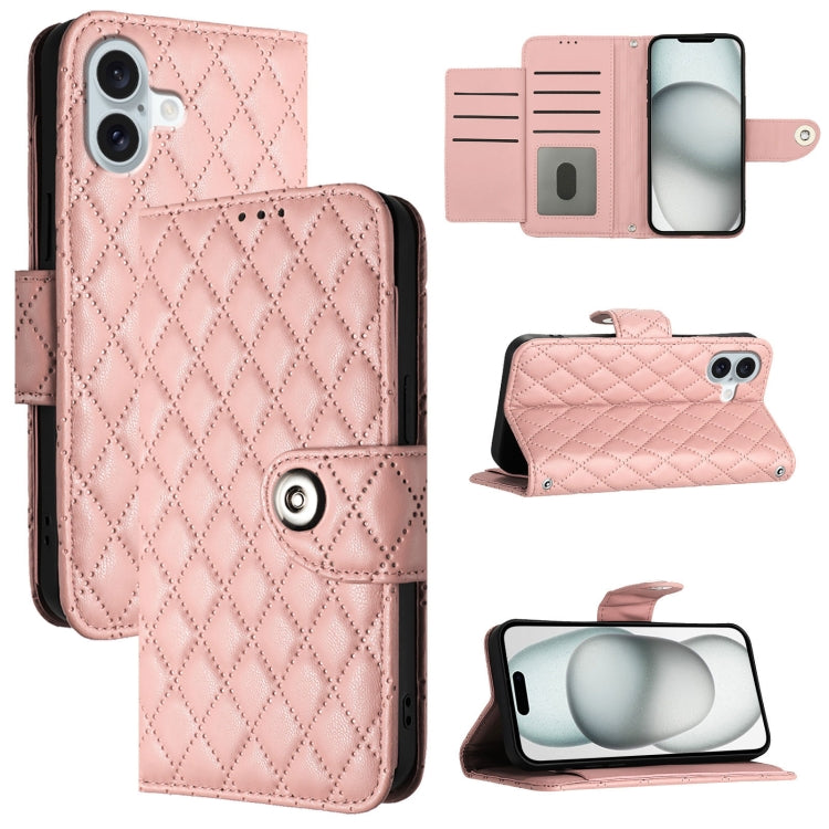 Capa de telemóvel de couro com textura rombica e flip com cordão, para iPhone 17 Pro Max, para iPhone 17 Pro, para iPhone 17, para iPhone Air, para iPhone SE 2024, para iPhone 16 Pro Max, para iPhone 16 Pro, para iPhone 16 Plus
