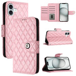 Capa de telemóvel de couro com textura rombica e flip com cordão, para iPhone 17 Pro Max, para iPhone 17 Pro, para iPhone 17, para iPhone Air, para iPhone SE 2024, para iPhone 16 Pro Max, para iPhone 16 Pro, para iPhone 16 Plus