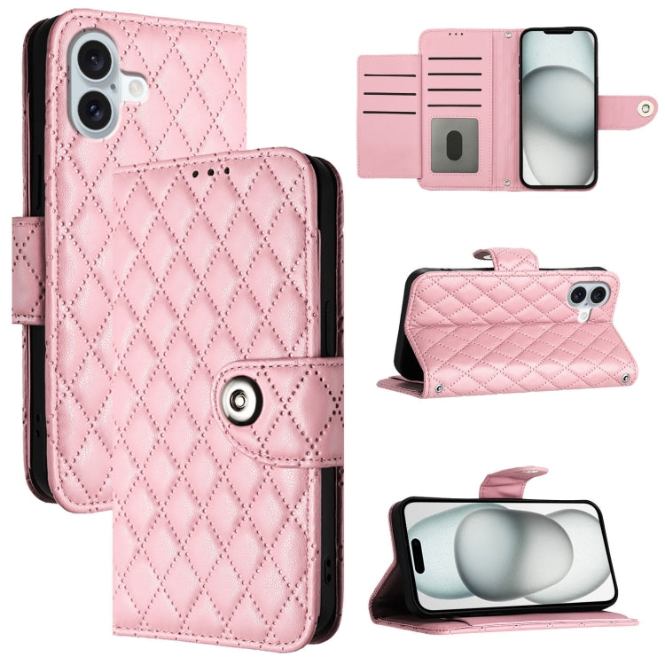 Capa de telemóvel de couro com textura rombica e flip com cordão, para iPhone 17 Pro Max, para iPhone 17 Pro, para iPhone 17, para iPhone Air, para iPhone SE 2024, para iPhone 16 Pro Max, para iPhone 16 Pro, para iPhone 16 Plus