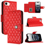 Capa de telemóvel de couro com textura rombica e flip com cordão, para iPhone 17 Pro Max, para iPhone 17 Pro, para iPhone 17, para iPhone Air, para iPhone SE 2024, para iPhone 16 Pro Max, para iPhone 16 Pro, para iPhone 16 Plus