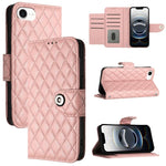 Capa de telemóvel de couro com textura rombica e flip com cordão, para iPhone 17 Pro Max, para iPhone 17 Pro, para iPhone 17, para iPhone Air, para iPhone SE 2024, para iPhone 16 Pro Max, para iPhone 16 Pro, para iPhone 16 Plus