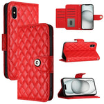 Capa de telemóvel em pele com textura rombica e flip com cordão, para iPhone 11, iPhone 11 Pro, iPhone XS / X, iPhone XR, iPhone XS Max, iPhone 8 Plus / 7 Plus / 6s Plus