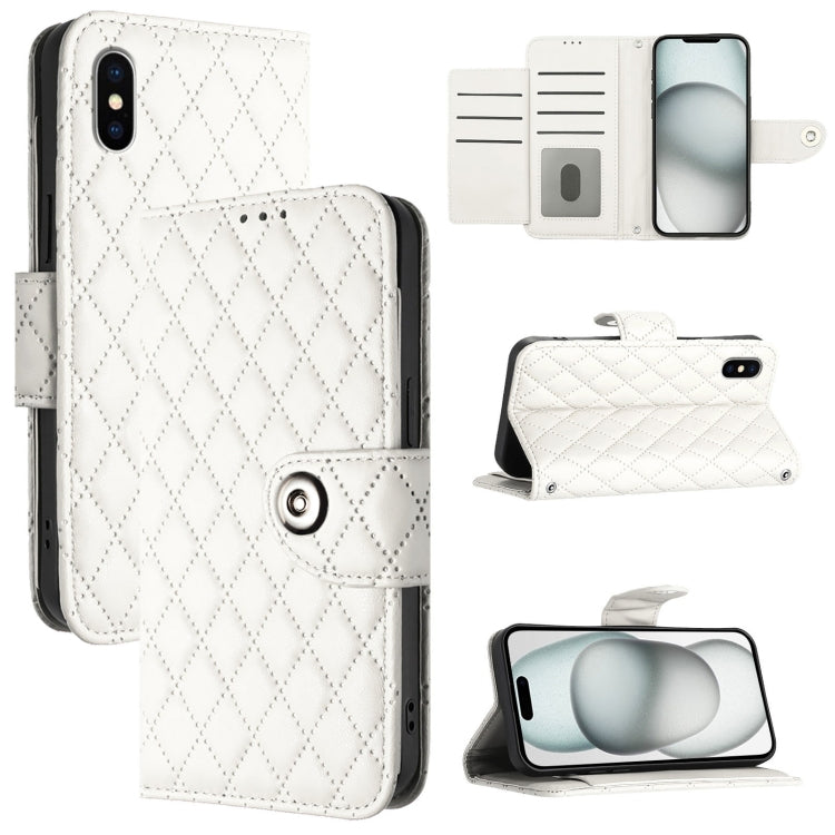 Capa de telemóvel em pele com textura rombica e flip com cordão, para iPhone 11, iPhone 11 Pro, iPhone XS / X, iPhone XR, iPhone XS Max, iPhone 8 Plus / 7 Plus / 6s Plus