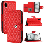 Capa de telemóvel em pele com textura rombica e flip com cordão, para iPhone 11, iPhone 11 Pro, iPhone XS / X, iPhone XR, iPhone XS Max, iPhone 8 Plus / 7 Plus / 6s Plus