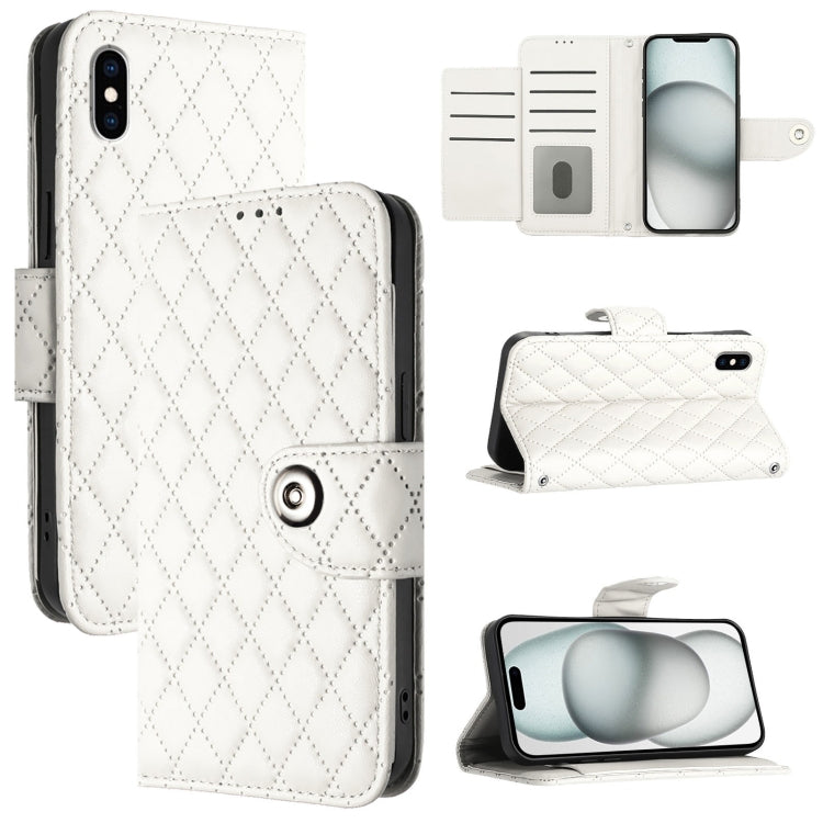 Capa de telemóvel em pele com textura rombica e flip com cordão, para iPhone 11, iPhone 11 Pro, iPhone XS / X, iPhone XR, iPhone XS Max, iPhone 8 Plus / 7 Plus / 6s Plus