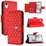 Capa de telemóvel em pele com textura rombica e flip com cordão, para iPhone 11, iPhone 11 Pro, iPhone XS / X, iPhone XR, iPhone XS Max, iPhone 8 Plus / 7 Plus / 6s Plus