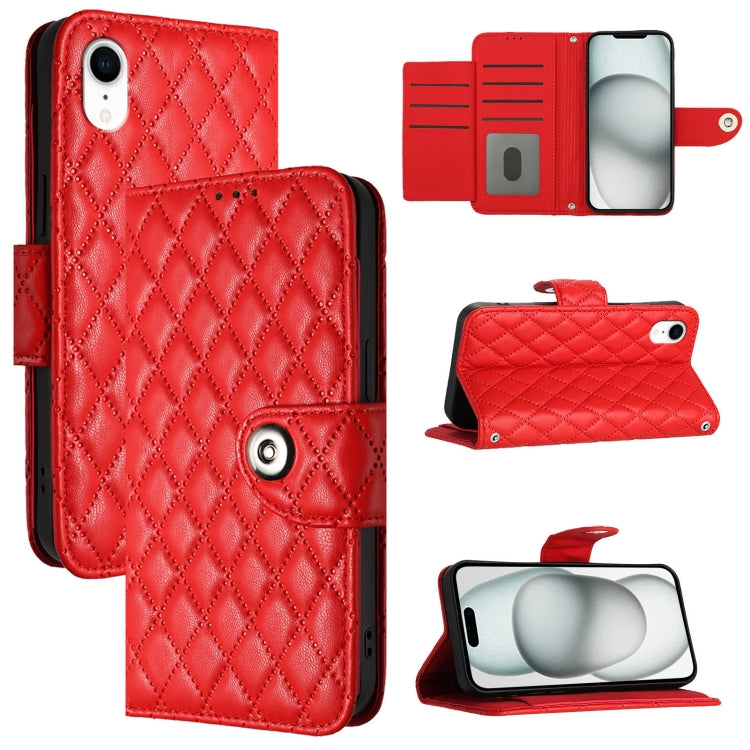 Capa de telemóvel em pele com textura rombica e flip com cordão, para iPhone 11, iPhone 11 Pro, iPhone XS / X, iPhone XR, iPhone XS Max, iPhone 8 Plus / 7 Plus / 6s Plus