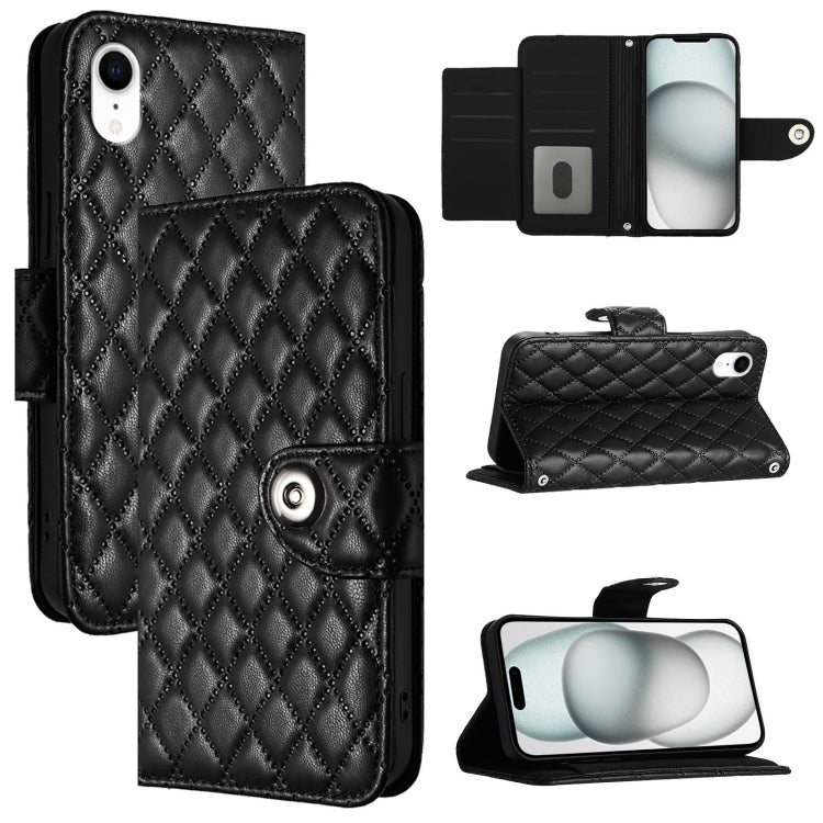 Capa de telemóvel em pele com textura rombica e flip com cordão, para iPhone 11, iPhone 11 Pro, iPhone XS / X, iPhone XR, iPhone XS Max, iPhone 8 Plus / 7 Plus / 6s Plus