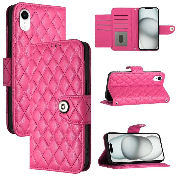 Capa de telemóvel em pele com textura rombica e flip com cordão, para iPhone 11, iPhone 11 Pro, iPhone XS / X, iPhone XR, iPhone XS Max, iPhone 8 Plus / 7 Plus / 6s Plus