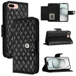Capa de telemóvel em pele com textura rombica e flip com cordão, para iPhone 11, iPhone 11 Pro, iPhone XS / X, iPhone XR, iPhone XS Max, iPhone 8 Plus / 7 Plus / 6s Plus