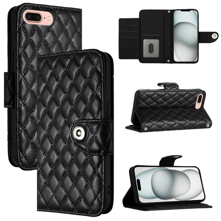 Capa de telemóvel em pele com textura rombica e flip com cordão, para iPhone 11, iPhone 11 Pro, iPhone XS / X, iPhone XR, iPhone XS Max, iPhone 8 Plus / 7 Plus / 6s Plus