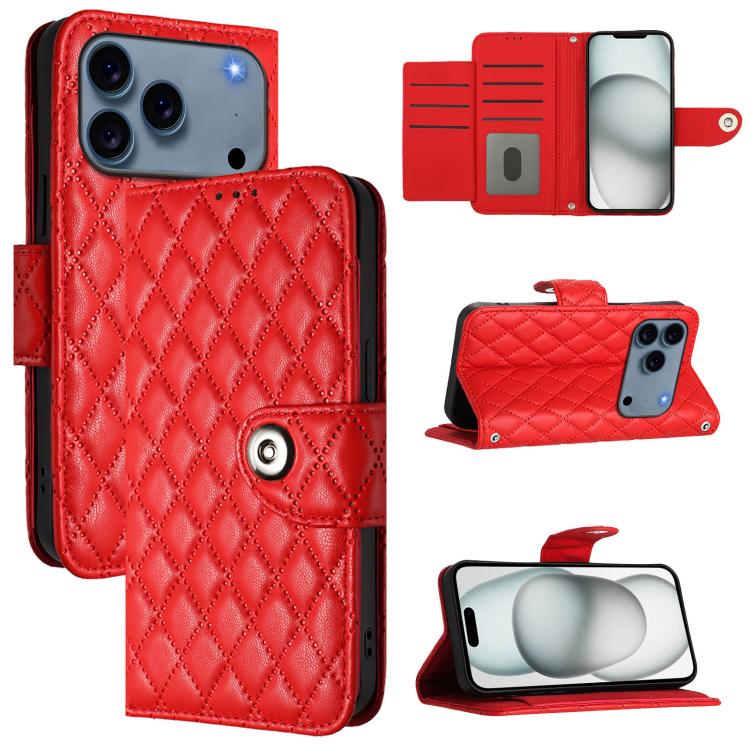 Capa de telemóvel de couro com textura rombica e flip com cordão, para iPhone 17 Pro Max, para iPhone 17 Pro, para iPhone 17, para iPhone Air, para iPhone SE 2024, para iPhone 16 Pro Max, para iPhone 16 Pro, para iPhone 16 Plus