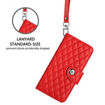 Capa de telemóvel de couro com textura rombica e flip com cordão, para iPhone 17 Pro Max, para iPhone 17 Pro, para iPhone 17, para iPhone Air, para iPhone SE 2024, para iPhone 16 Pro Max, para iPhone 16 Pro, para iPhone 16 Plus