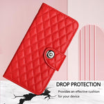 Capa de telemóvel de couro com textura rombica e flip com cordão, para iPhone 17 Pro Max, para iPhone 17 Pro, para iPhone 17, para iPhone Air, para iPhone SE 2024, para iPhone 16 Pro Max, para iPhone 16 Pro, para iPhone 16 Plus