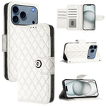 Capa de telemóvel de couro com textura rombica e flip com cordão, para iPhone 17 Pro Max, para iPhone 17 Pro, para iPhone 17, para iPhone Air, para iPhone SE 2024, para iPhone 16 Pro Max, para iPhone 16 Pro, para iPhone 16 Plus