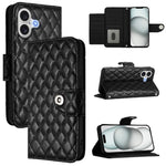 Capa de telemóvel de couro com textura rombica e flip com cordão, para iPhone 17 Pro Max, para iPhone 17 Pro, para iPhone 17, para iPhone Air, para iPhone SE 2024, para iPhone 16 Pro Max, para iPhone 16 Pro, para iPhone 16 Plus