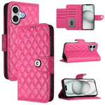 Capa de telemóvel de couro com textura rombica e flip com cordão, para iPhone 17 Pro Max, para iPhone 17 Pro, para iPhone 17, para iPhone Air, para iPhone SE 2024, para iPhone 16 Pro Max, para iPhone 16 Pro, para iPhone 16 Plus