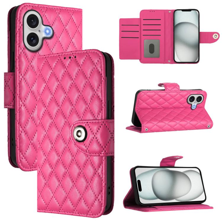 Capa de telemóvel de couro com textura rombica e flip com cordão, para iPhone 17 Pro Max, para iPhone 17 Pro, para iPhone 17, para iPhone Air, para iPhone SE 2024, para iPhone 16 Pro Max, para iPhone 16 Pro, para iPhone 16 Plus