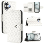 Capa de telemóvel de couro com textura rombica e flip com cordão, para iPhone 17 Pro Max, para iPhone 17 Pro, para iPhone 17, para iPhone Air, para iPhone SE 2024, para iPhone 16 Pro Max, para iPhone 16 Pro, para iPhone 16 Plus