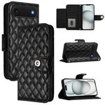 Capa de telemóvel de couro com textura rombica e flip com cordão, para iPhone 17 Pro Max, para iPhone 17 Pro, para iPhone 17, para iPhone Air, para iPhone SE 2024, para iPhone 16 Pro Max, para iPhone 16 Pro, para iPhone 16 Plus