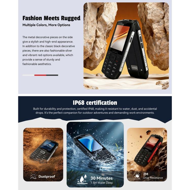 HAMTOD H3 Telefone Rugged, 2,8 polegadas T107 ARM CortexTM A7 Quad-core 1,0GHz, Rede: 4G, VoLTE, BT, SOS, Versão UE