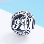 Acessórios para Pulseira e Colar DIY com Contas de Letras Inglesas em Prata Esterlina S925, A, B, C, D, E, F, G, H, I, J, K, L, M, N, O, P, Q, R, S, T, U, V, W, X, Y, Z
