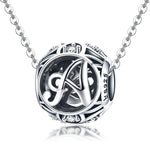 Acessórios para Pulseira e Colar DIY com Contas de Letras Inglesas em Prata Esterlina S925, A, B, C, D, E, F, G, H, I, J, K, L, M, N, O, P, Q, R, S, T, U, V, W, X, Y, Z