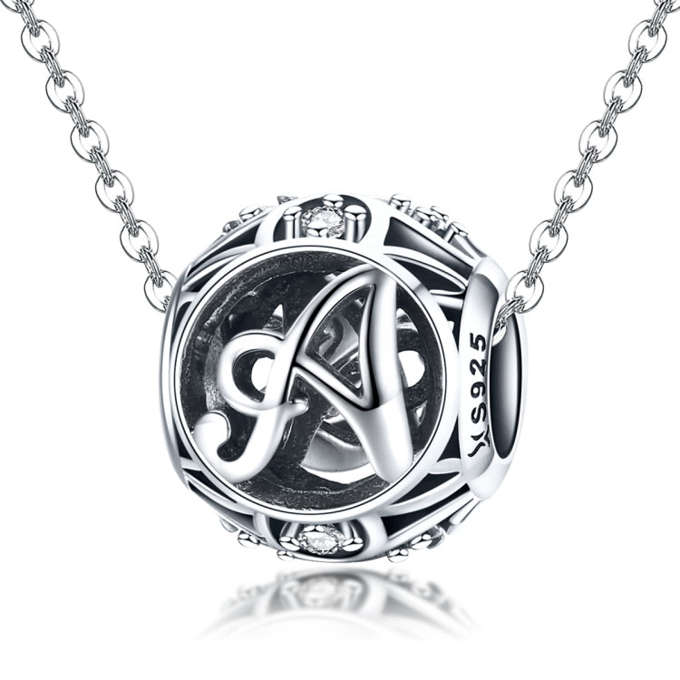 Acessórios para Pulseira e Colar DIY com Contas de Letras Inglesas em Prata Esterlina S925, A, B, C, D, E, F, G, H, I, J, K, L, M, N, O, P, Q, R, S, T, U, V, W, X, Y, Z