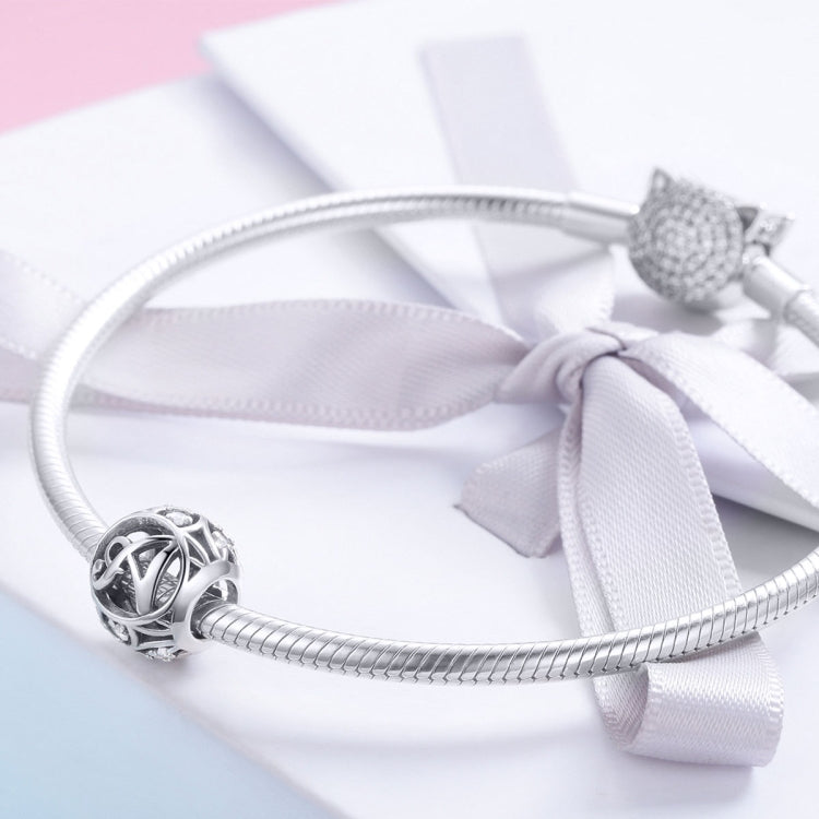 Acessórios para Pulseira e Colar DIY com Contas de Letras Inglesas em Prata Esterlina S925, A, B, C, D, E, F, G, H, I, J, K, L, M, N, O, P, Q, R, S, T, U, V, W, X, Y, Z
