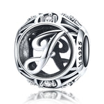 Acessórios para Pulseira e Colar DIY com Contas de Letras Inglesas em Prata Esterlina S925, A, B, C, D, E, F, G, H, I, J, K, L, M, N, O, P, Q, R, S, T, U, V, W, X, Y, Z