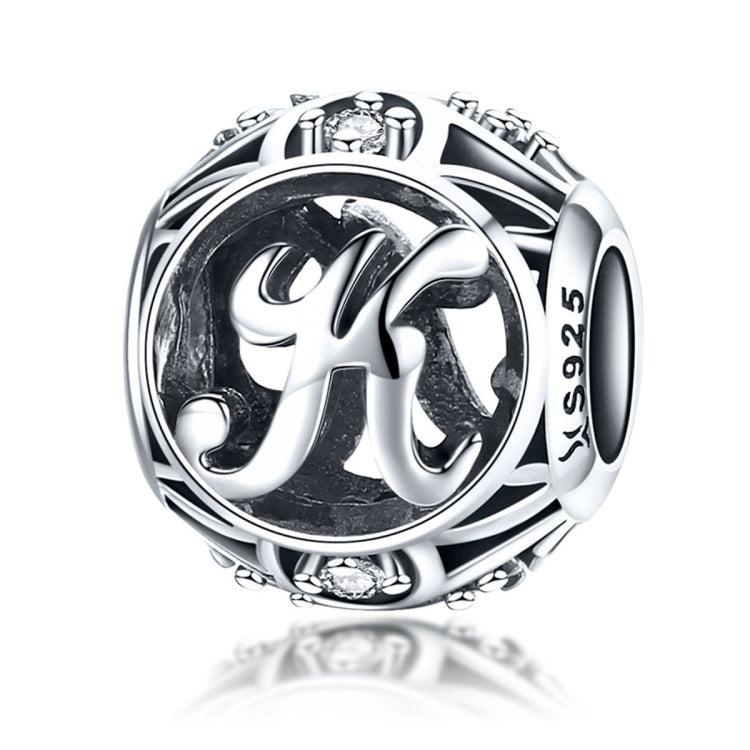 Acessórios para Pulseira e Colar DIY com Contas de Letras Inglesas em Prata Esterlina S925, A, B, C, D, E, F, G, H, I, J, K, L, M, N, O, P, Q, R, S, T, U, V, W, X, Y, Z