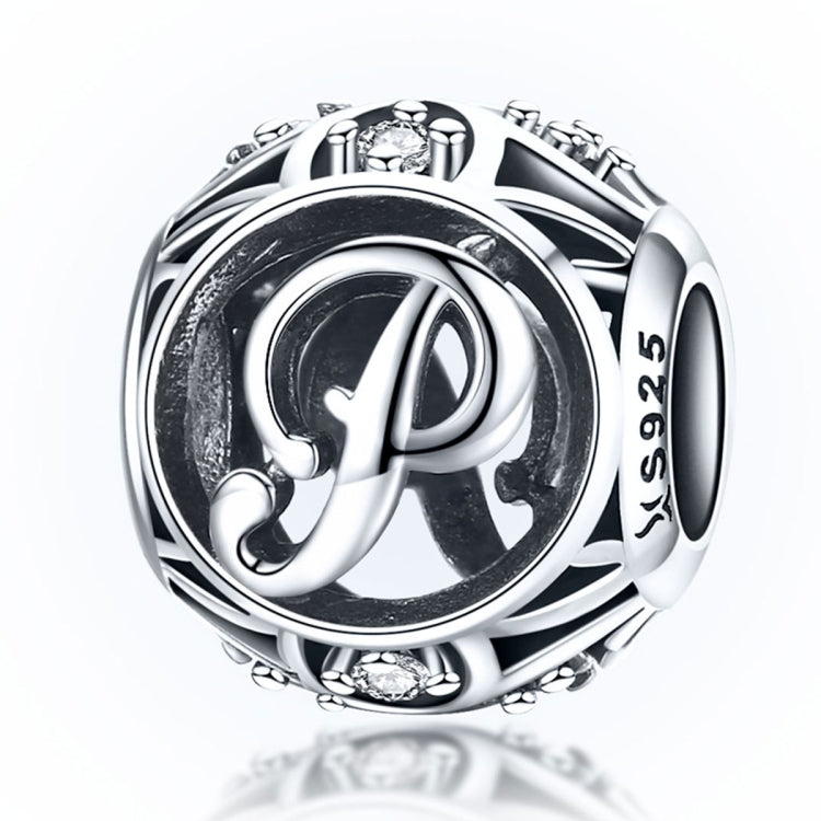 Acessórios para Pulseira e Colar DIY com Contas de Letras Inglesas em Prata Esterlina S925, A, B, C, D, E, F, G, H, I, J, K, L, M, N, O, P, Q, R, S, T, U, V, W, X, Y, Z