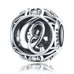 Acessórios para Pulseira e Colar DIY com Contas de Letras Inglesas em Prata Esterlina S925, A, B, C, D, E, F, G, H, I, J, K, L, M, N, O, P, Q, R, S, T, U, V, W, X, Y, Z