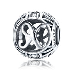 Acessórios para Pulseira e Colar DIY com Contas de Letras Inglesas em Prata Esterlina S925, A, B, C, D, E, F, G, H, I, J, K, L, M, N, O, P, Q, R, S, T, U, V, W, X, Y, Z