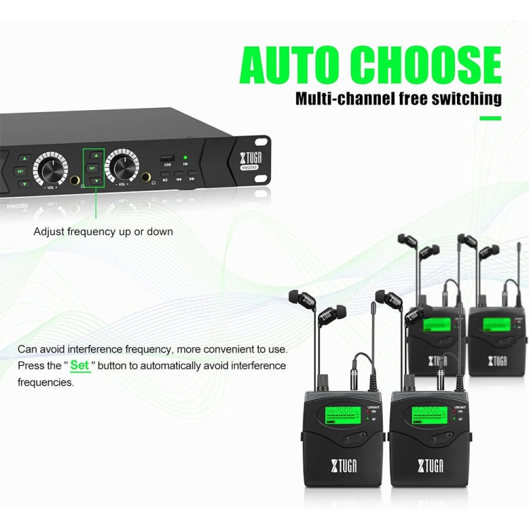 Sistema profissional de monitorização intra-auricular sem fios de 2 canais XTUGA RW2090 para palco 2 em 1, ficha US, ficha EU, ficha AU, ficha UK