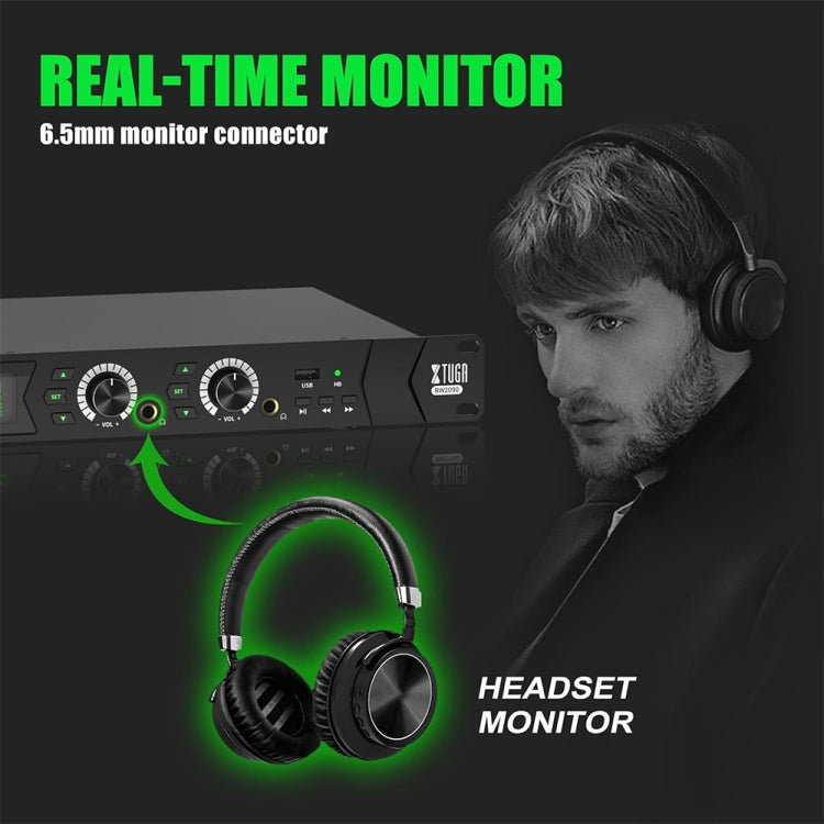Sistema profissional de monitorização intra-auricular sem fios de 2 canais XTUGA RW2090 para palco 2 em 1, ficha US, ficha EU, ficha AU, ficha UK