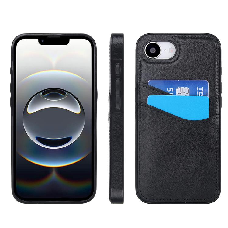 Capa de telemóvel com pele de couro Litchi e ranhuras para cartões, para iPhone 17e / 16e, para iPhone 17 Pro Max, para iPhone 17 Pro, para iPhone 17, para iPhone Air, para iPhone 16 Pro Max, para iPhone 16 Pro, para iPhone 16 Plus, para iPhone 16
