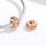 Acessórios DIY para Pulseira com Pérola em Prata Esterlina S925, Contas Soltas em Ouro Rosa Oco