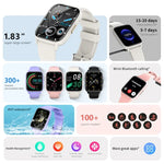 Relógio Desportivo Inteligente DM60+ BT5.2 de 1,83 polegadas, Suporta Chamadas Bluetooth / Sono / Açúcar no Sangue / Oxigénio no Sangue / Temperatura / Frequência Cardíaca / Monitor de Pressão Arterial