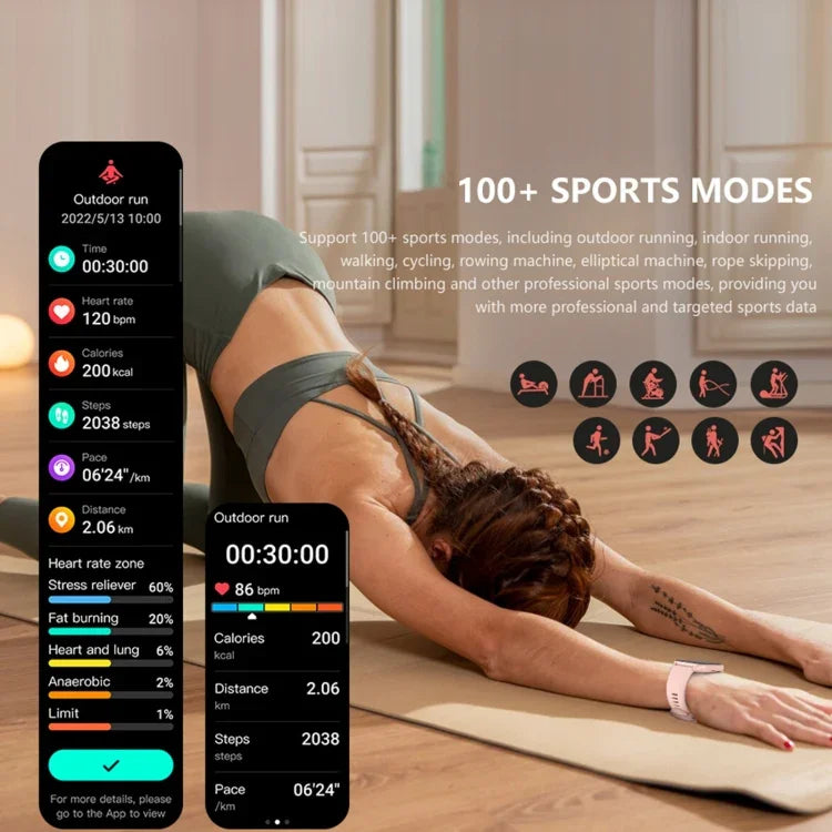 Relógio Desportivo Inteligente DM60+ BT5.2 de 1,83 polegadas, Suporta Chamadas Bluetooth / Sono / Açúcar no Sangue / Oxigénio no Sangue / Temperatura / Frequência Cardíaca / Monitor de Pressão Arterial