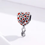 Acessórios DIY para Pulseira e Colar com Contas de Coração Vermelho em Prata Esterlina S925