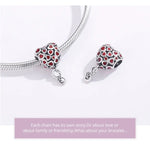 Acessórios DIY para Pulseira e Colar com Contas de Coração Vermelho em Prata Esterlina S925