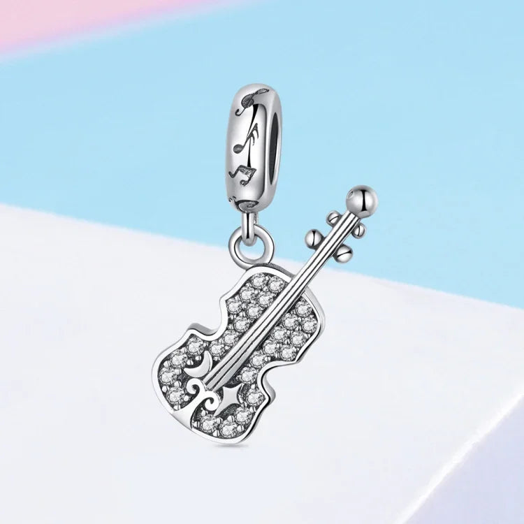 Acessórios DIY para Pendente com Violino em Prata Pura S925 com Zircão