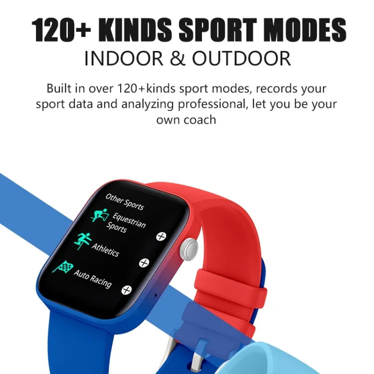 Relógio Inteligente Bluetooth P43 com Ecrã TFT de 1,8 polegadas, Suporta Monitorização da Frequência Cardíaca e Mais de 100 Modos Desportivos