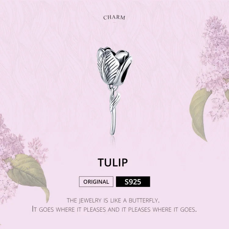 Acessórios DIY para Pulseira e Colar com Contas de Tulipa em Prata Esterlina S925