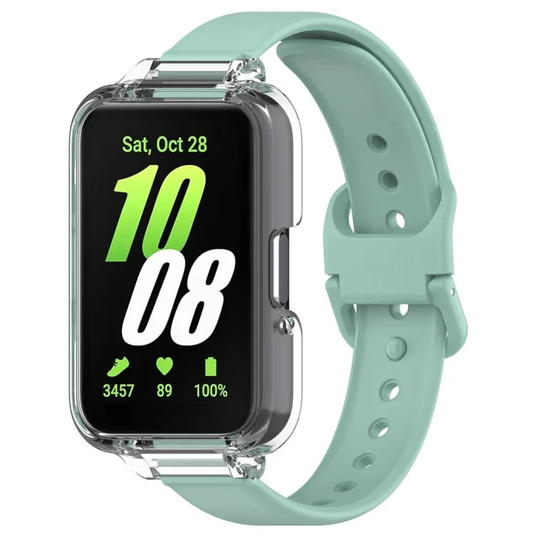 Conjunto de Capa de Relógio em PC com Cobertura Parcial + Correia de Relógio em Silicone, Para Samsung Galaxy Fit 3