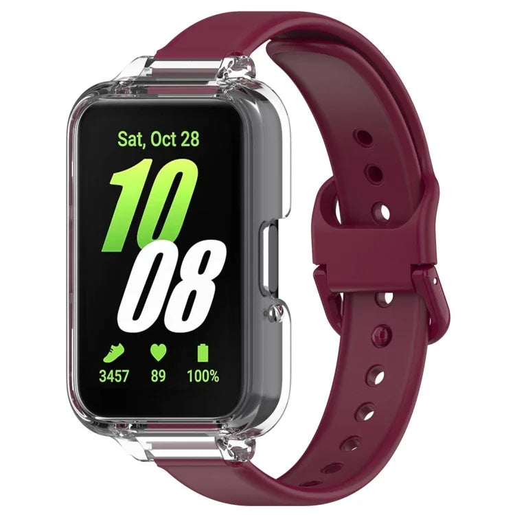 Conjunto de Capa de Relógio em PC com Cobertura Parcial + Correia de Relógio em Silicone, Para Samsung Galaxy Fit 3